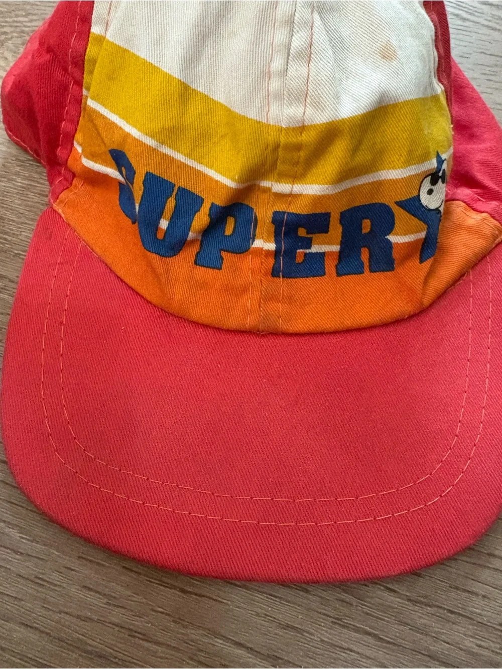 Vintage Snoopy Hat Colorful “Super” Red Orange Yellow *Read*